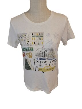J. Crew New York Broadway Mercantile Collector White Short Sleeve Tee Size Small